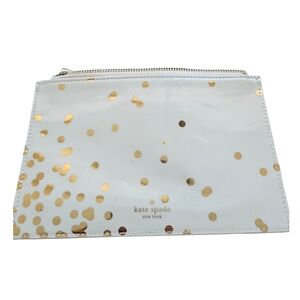 Kate Spade White and Gold Dot Cosmetic Bag